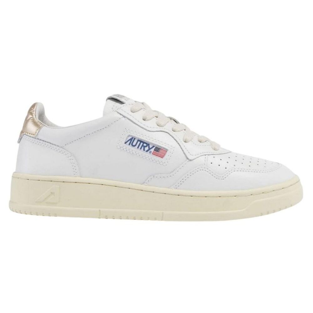 Autry Womens/Ladies Leather Flat Court Trainers / White Gold